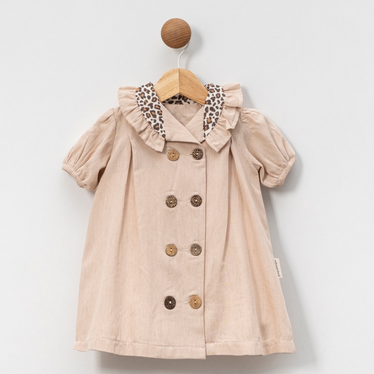 POPSHOPS Baby-Mädchen-Kleid 6–18 Monate – LEOPARLI DÜĞMELİ