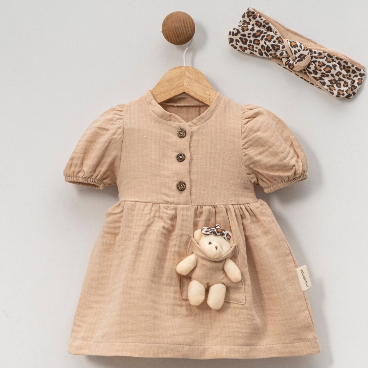 POPSHOPS Baby-Mädchen-Kleid 6–18 Monate – LEOPAR BANDANALI