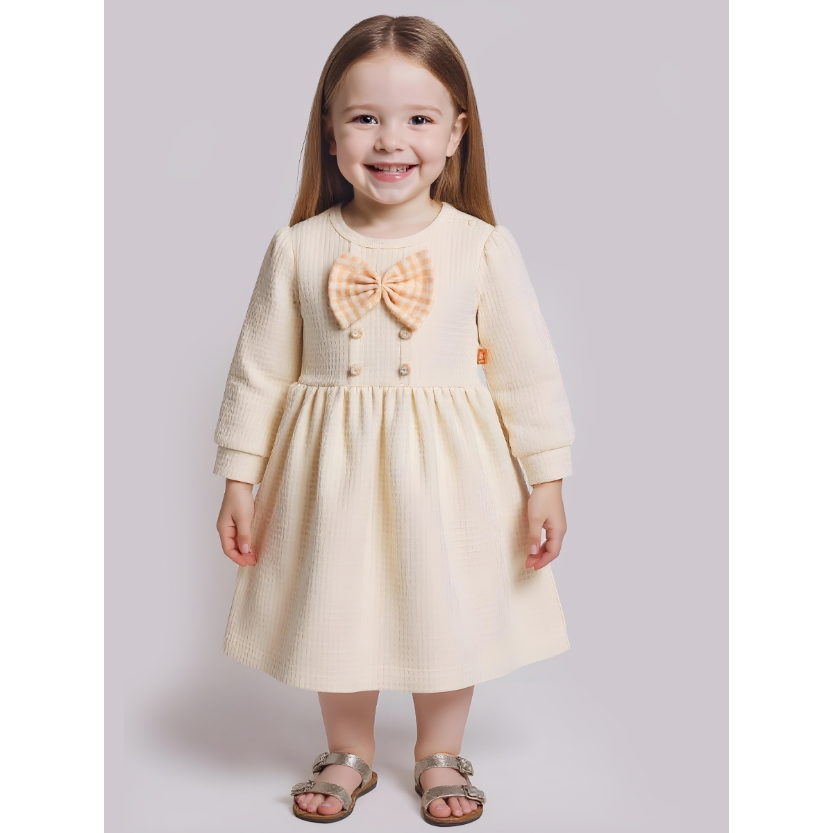 BEYAZ BEBEK baby girl dress 9–24 months – KARELİ JAKARLI FİYONKLU ME