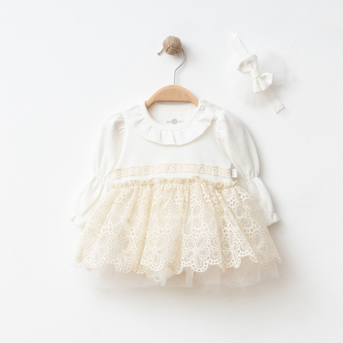 IŞIL BABY پیراهن نوزادی دخترانه 3–12 ماه – WAFFLE DESENLİ