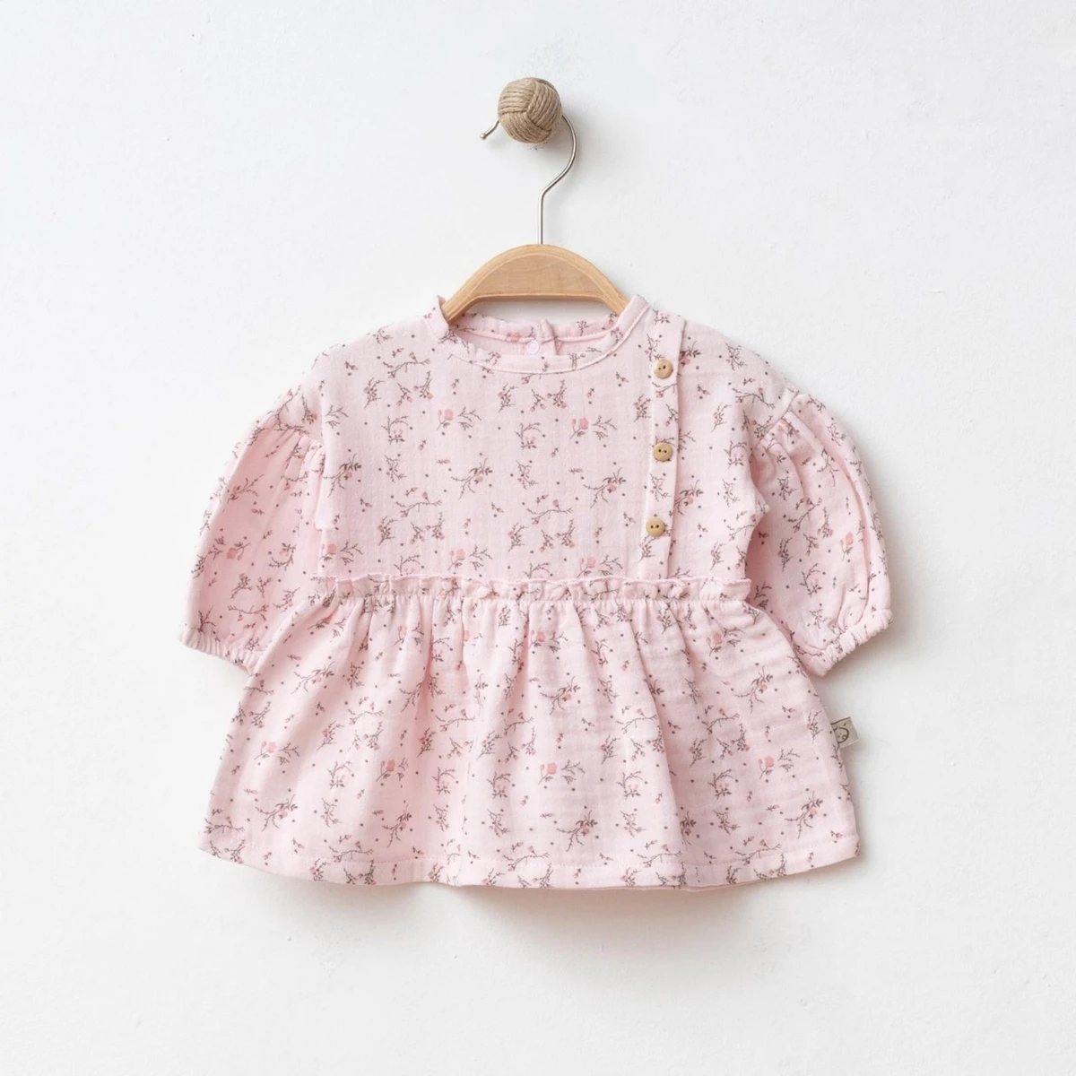 OBABY baby girl dress 3–12 months – MÜSLİN ÇİÇEK BASKILI