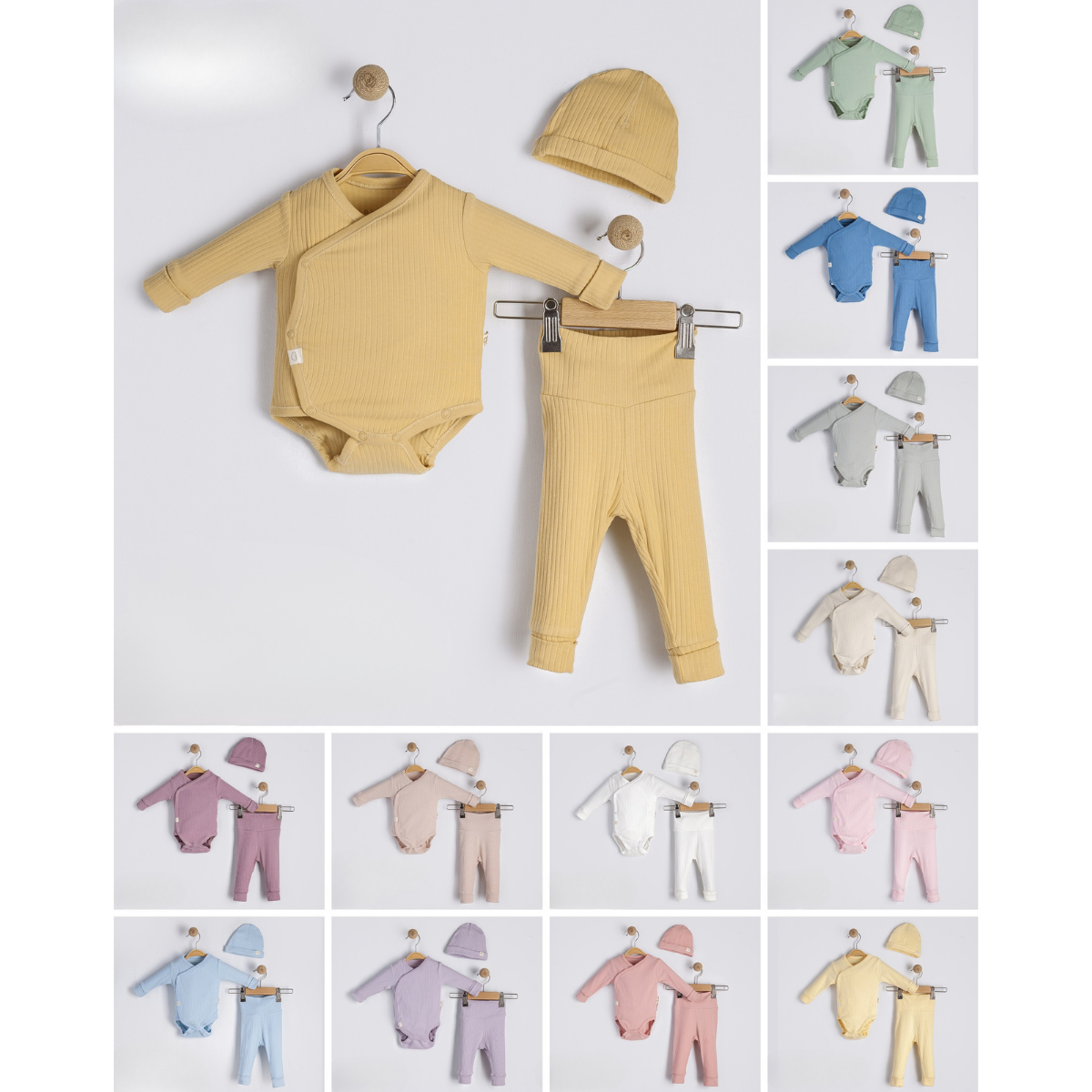 Baby Bodysuit — Ribbed texture — Set pieces: 3 — 2305AN