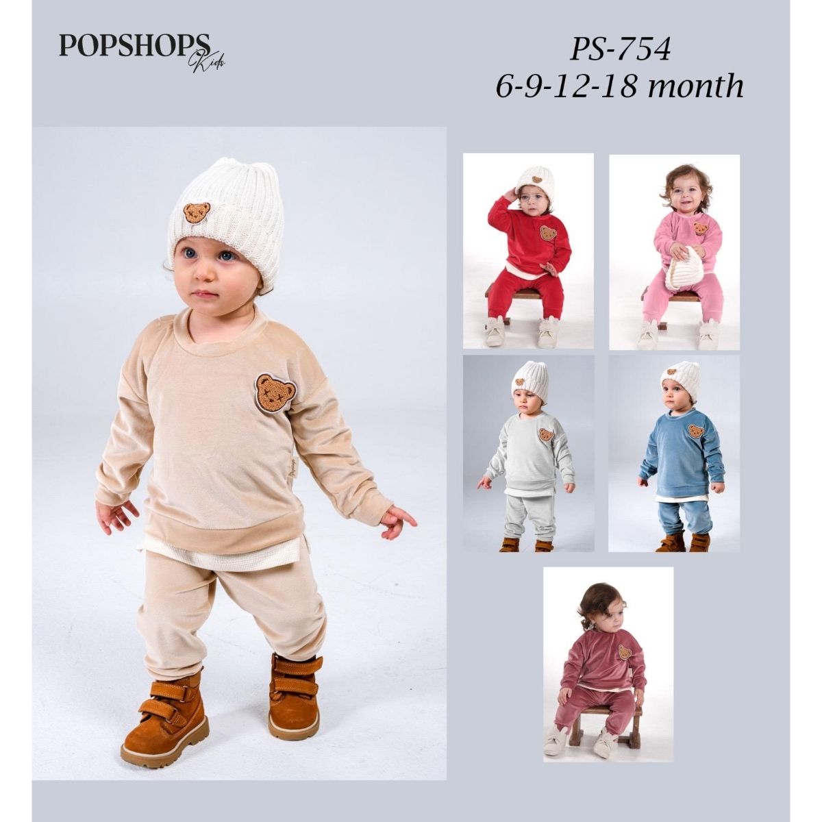 Baby Outfit Set — Knit fabric, Velvet — 6-9-12-18 months — 754PS