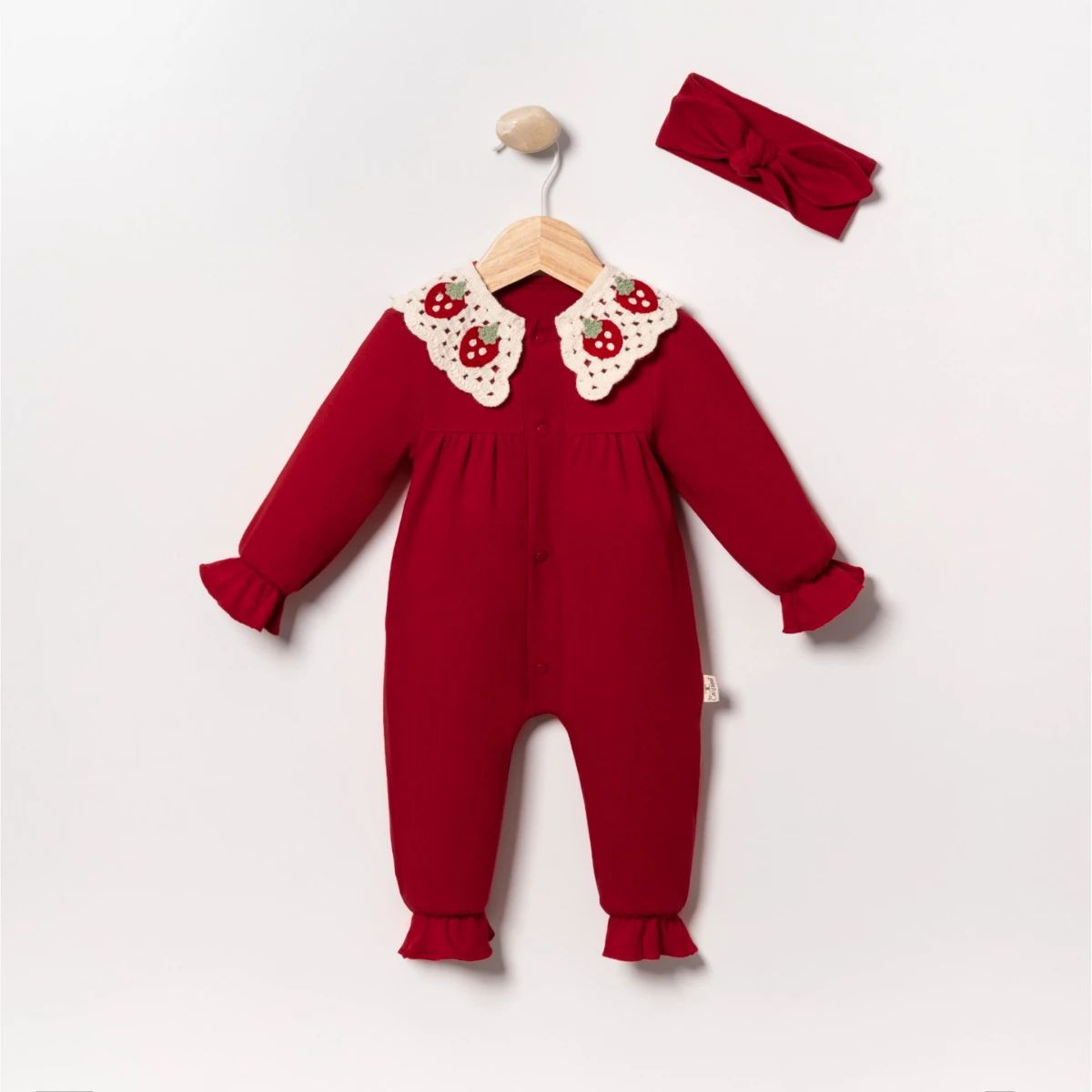 Red Strawberry Collar Baby Romper 0-9 Months
